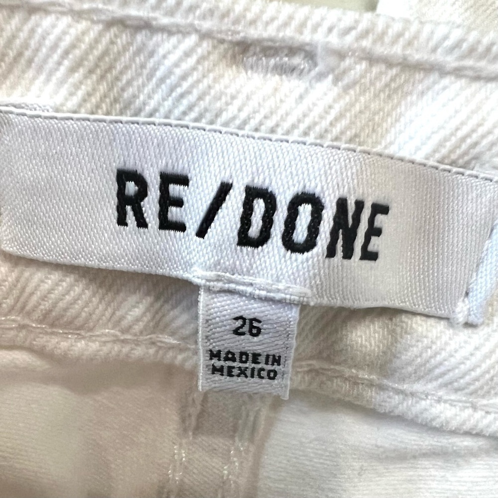 Re-Done White Pipe High Waist Distressed Straight Leg Denim Jeans Womens 26 - Picture 14 of 14